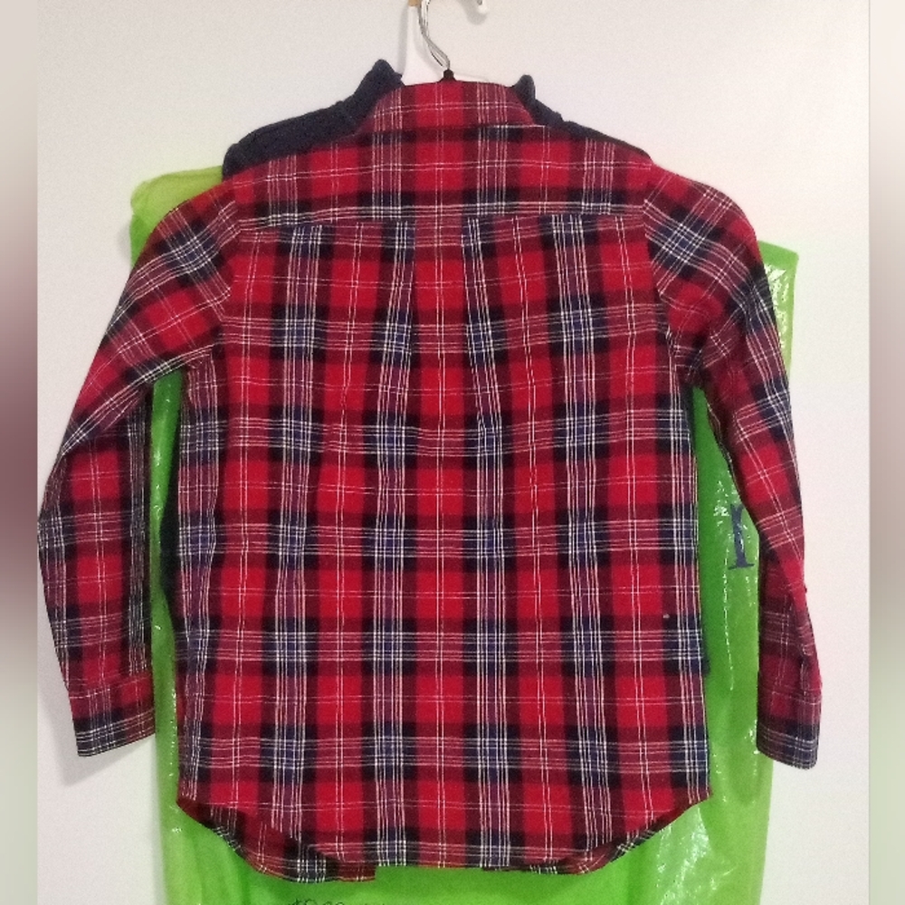 Janie and Jack Red Button Down Shirt Classic Plaid